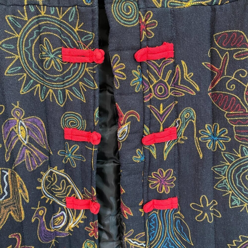 Chinese Embroidered Floral Quilted Long Jacket - Picture 4 of 6